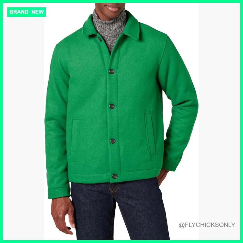 Men's Wool Blend Bomber Jacket Relaxed Fit Cold Weather